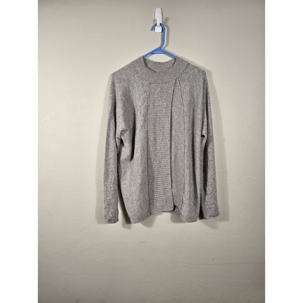 Cashmere Sweater Mock Neck Long Sleeve Pullover Soft‎ Knit Gray